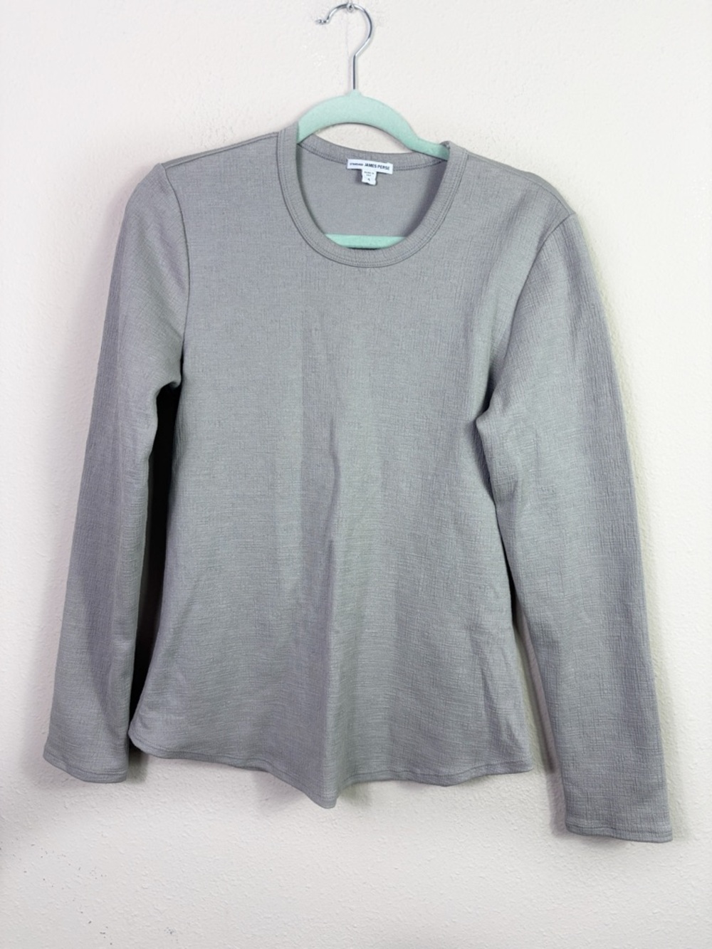 James Perse Grey Slub Long Sleeve Jersey Shirt WWG3371CU size 4